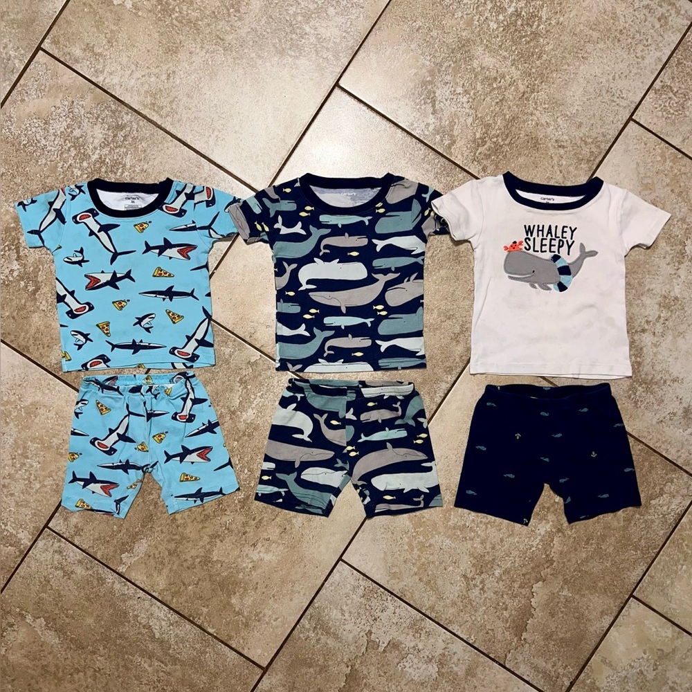 3 Sets Carter’s Short Sleeve/Shorts Kids Pajama PJs 3T